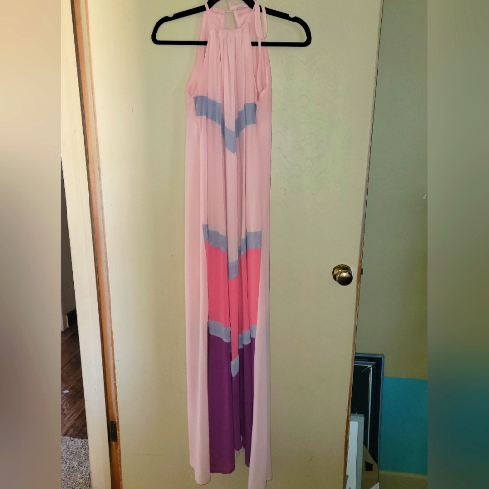 Colorblock Halter Maxi Dress